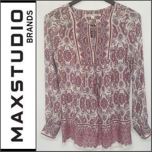 Max Studio Boho Paisley 100% Rayon Tunic size Med